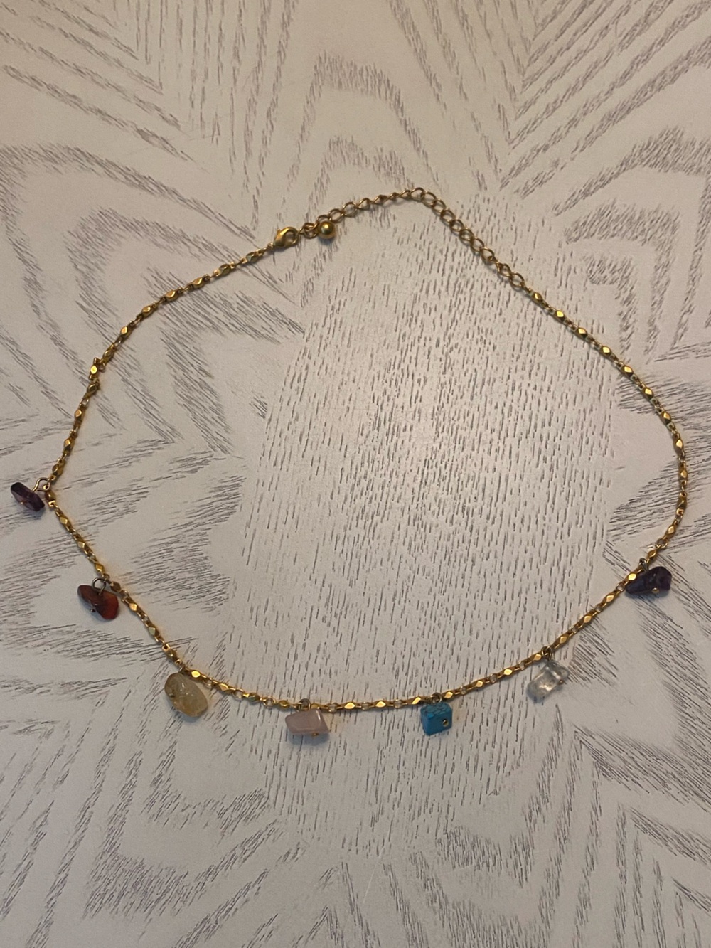 Gold Tone Multi Crystal Necklace
